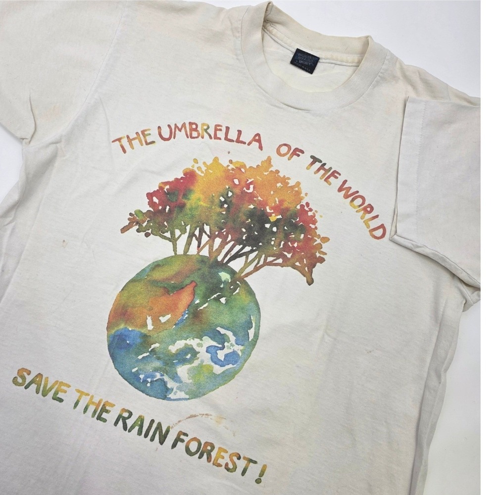 VINTAGE 90S SCREEN STARS BEST SAVE THE RAINFOREST SHIRT XL SINGLE STITCH USA